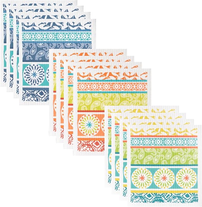 RITZ Swedish Sponge Cloths, Boho, 12 Pack