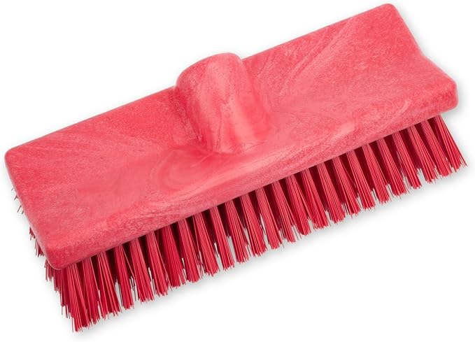 SPARTA 40423EC05 Plastic Floor Scrub Brush, Wall Brush, Equipment Brush With Nonabsorbent Bristles For Industrial Kitchens, Hospitals, Commercial Cleaning, 10 Inches, Red, (Pack of 2)