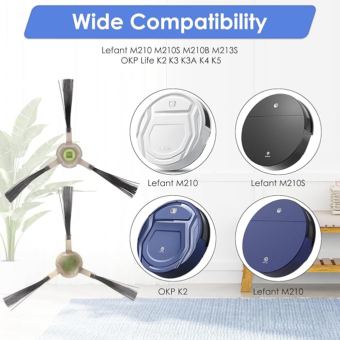 (5 Pack) M210 Replacement Side Brushes Compatible With Lefant M210B, M213S, M210S, M210, M213, M210 Pro, M210P, OKP Life K2, K3, K3A, K4, K5, Robotic Vacuum Cleaner, Side Brush Kit, Accessories Kit