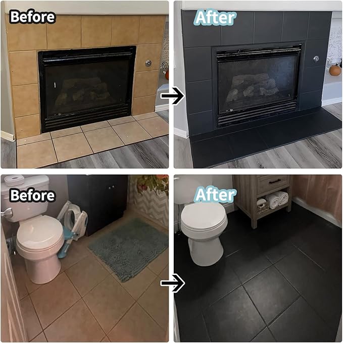 32 FL Oz Black Ceramic Tub and Tile Refinishing Kit - Bathtub, Bathroom Wall, Countertop, Sink Paint - Easy to Use, Waterproof, Low Odor, No Toxic (White 50-60 sq.ft)