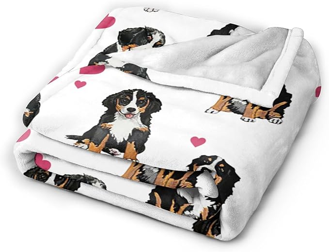 Bernese Mountain Dog Blanket Bernese Mountain Dog Gifts and Decor Cute Dog Throw Blanket Dog Blanket for Girls Women Kids Adults Soft Warm Cozy Fleece Blanket for Couch Sofa Bed 60"x50"