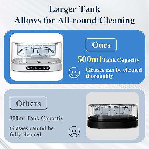 Minthouz Ultrasonic Jewelry Cleaner Machine 48KHz Ultra Sonic Cleaner for Jewelry, Eyeglass,Rings,Watch Band,Dentures, with 5 Cleaning Modes, 500ML 304 Stainless Steel Tank,Gift for Wife,Mom,Daughter