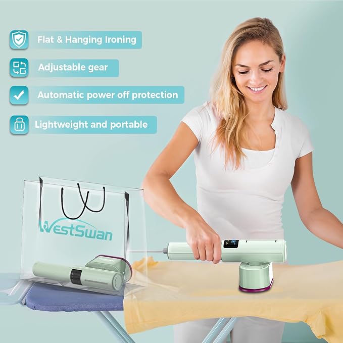 Travel Steamer For Clothes, Portable Garment Steamer with Rotatable Ironing Surface, 2 In 1 Iron ＆ Steam, Keep Your Clothes Wrinkle-free On The Go, Compact Clothes Steamer for Home and Travel