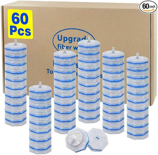 60pcs Disposable Toilet Bowl Wand Refills for Clorox,Replacement Brush Heads Compatible With Most Toilet Bowl Wand Refill System,Upgrade Fiber Cleaner Heads for Closestool Cleaning