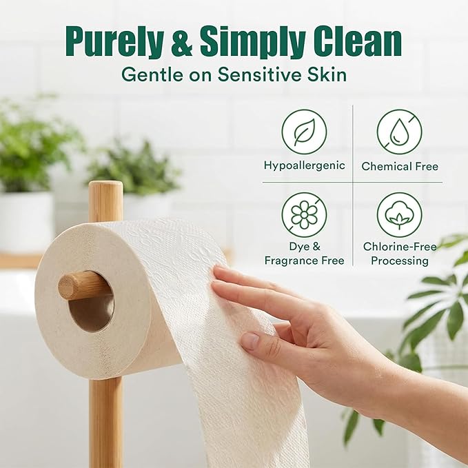 Eco Soul Premium Bamboo Toilet Paper 3 Ply | 24 Mega Rolls | 300 Sheets Each | FSC Certified Hypoallergenic, Textured & Skin-Friendly Septic-Safe Soft Bathroom Tissue Eco-Friendly Chemical & Dye Free