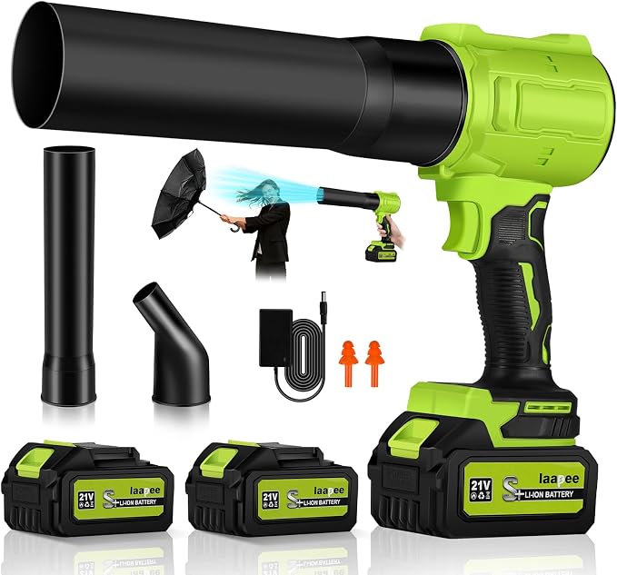 Cordless Leaf Blower, 800,000 RPM Handheld Portable Leaf Blowers with 2 X 4.0Ah Batteries, High-Speed Turbo Jet Blower Lightweight for Cleaning Yard, Patio,Leaves, Dust