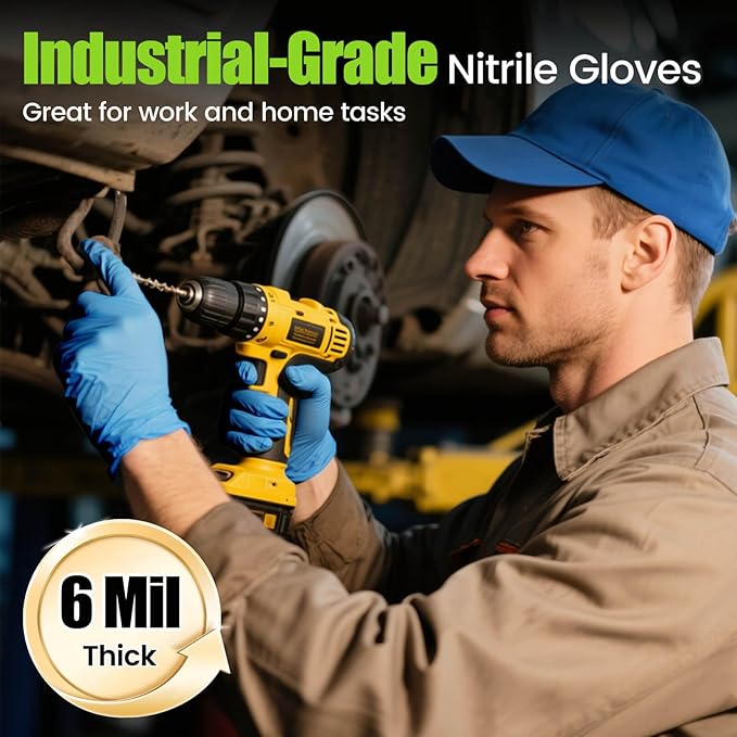 TREEGO Blue Nitrile Gloves 6 Mil, Medical & Exam-Grade Latex-Free Disposable Gloves — Secure Grip for Food Handling, Cleaning & Home Hygiene, Large, 100 Count
