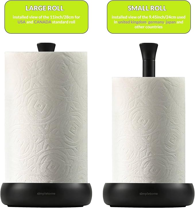 simpletome Heavy Duty Paper Towel Holder Countertop Prevent Kitchen Paper from Unraveling (Matt Black)