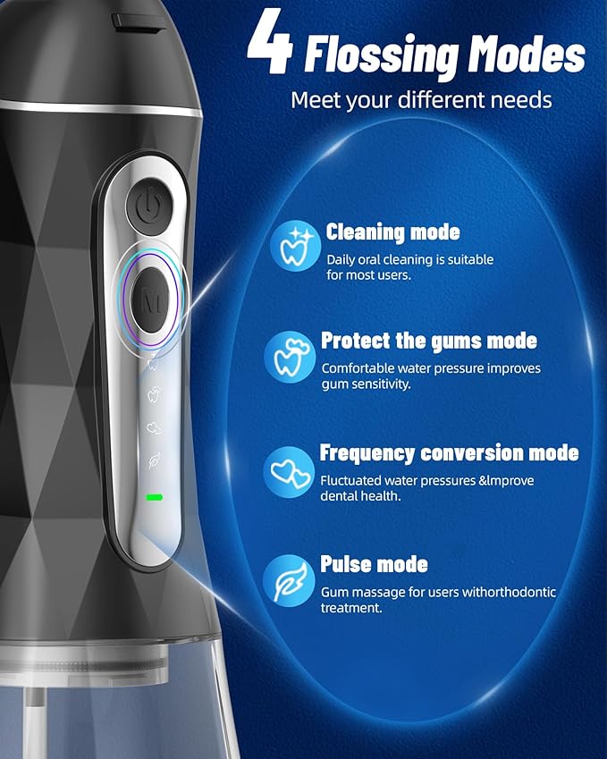 Water Flosser and Electric Toothbrush Combo,2-1 Oral Clean Kit, 5-Speed Sonic Electric Toothbrush & 4-Speed Portable Water Flosser to Clean Teeth and Protect Gum Health, IPX7 (Black-Set)