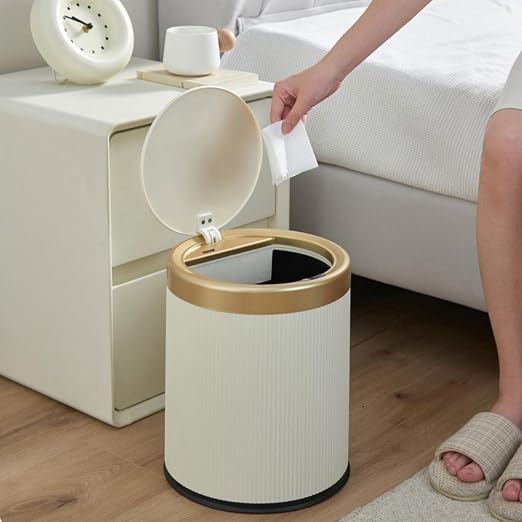 URALFA 2.8 Gallon White and 2.8 Gallon Black Motion Sensor Trash Can