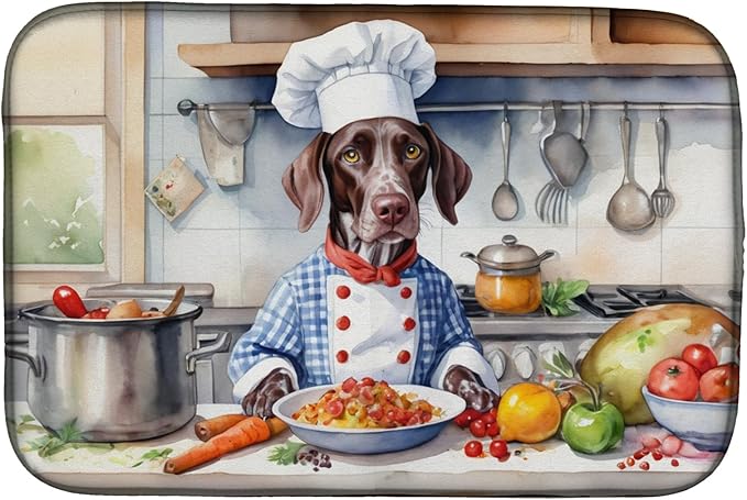Caroline's Treasures DAC6254DDM German Shorthaired Pointer The Chef Dish Drying Mat Absorbent Dish Drying Mat Pad for Kitchen Counter Dish Drainer Mat for Countertop, 14 x 21", Multicolor