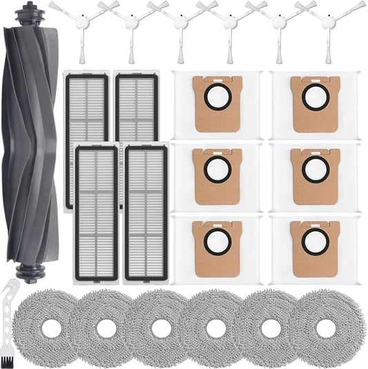 24 Pack L10S Ultra Accessories Kit for Dreame L10s Ultra【Not for L10s Pro Ultra Heat】 Replacement Parts,1 Main Brush,4 HEPA Filters,6 Mop Pads,6 Dust Bags,6 Side Brushes