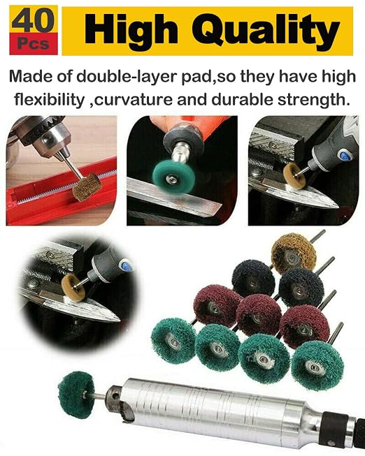 Rocaris 40 Pcs Buffing Wheel Set & 72 Pcs Wire Brushes Set, 1/8'' Shank Accessories for Rotary Tool