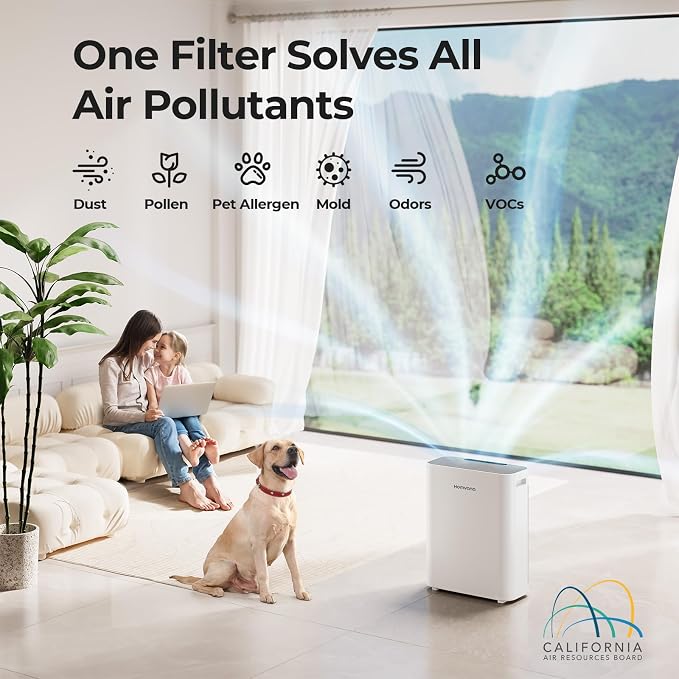 Homvana Air Purifier for Home Larger Room Bedroom, H13 True HEPA Air Filter Purifiers Cleaner, with Auto Mode, Quality Indicator, SilentAir Tech, Ozone Free for Pets Allergies Smokers Dust Pollen etc