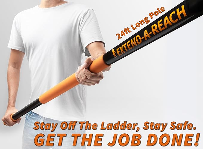 20 Foot High Ceiling Duster and Brush Kit with 7-24 ft Extension Pole // Telescoping Duster, Window Squeegee and Cobweb Duster with Exension Pole // Interior and Exterior House Cleaning Brushes