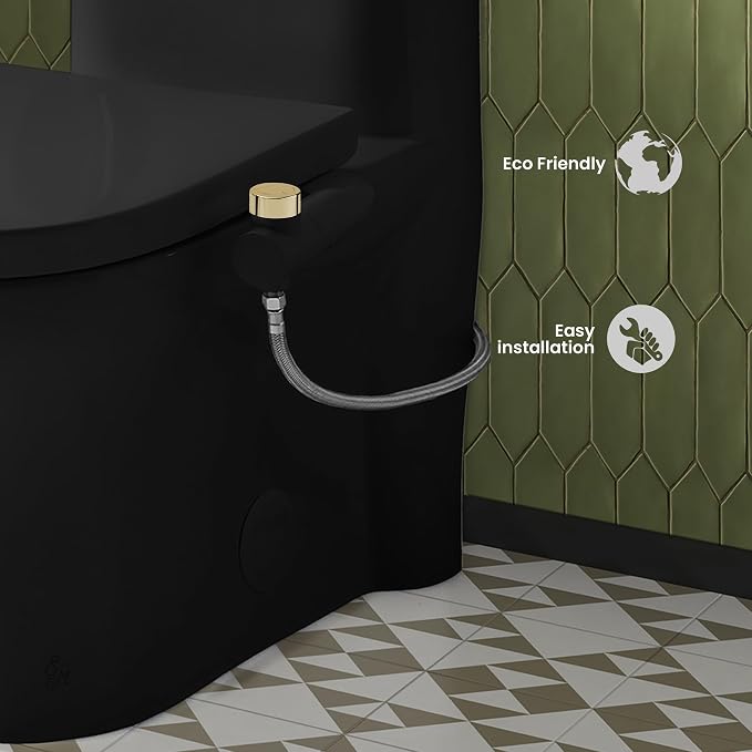 Swiss Madison Aqua Non-Electric Bidet Toilet Attachment in Matte Black with Polished Gold Hardware
