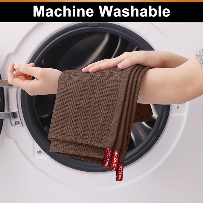 Homaxy 100% Cotton Waffle Weave Dish Cloths - 6 Pack Soft and Absorbent Dish Towels - 12 x 12 Inches Quick Dry Dish Rags - Coffee