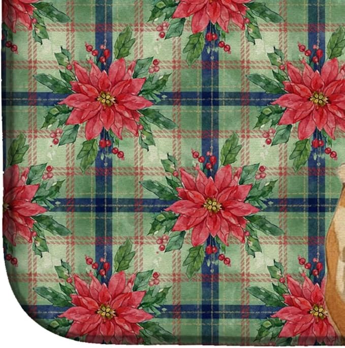Caroline's Treasures Belgian Malinois Christmas PoinsettIas Dish Drying Mat Absorbent Dish Drying Mat Pad for Kitchen Counter Dish Drainer Mat for Countertop, 14 x 21", Multicolor