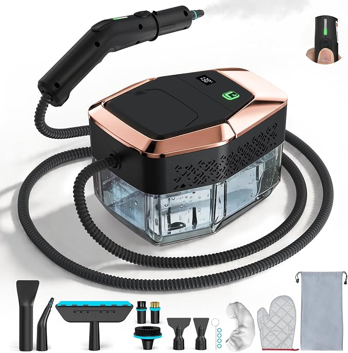 Homeasy Steam Cleaner for Home, 1500W Handheld Steamer for Cleaning with 3-Level Handle, 15s Heat-Up & 1.8L Large Tank, Portable Steamer for Car, Grout, Tile, Floor, Kitchen & Bathroom