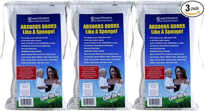 Earth Care Odor Removing Bag Stinky Smells Pet odor etc (3 pack)