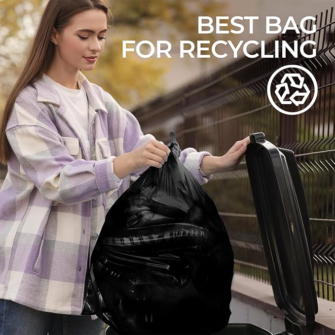 ToughBag 13 Gallon Black Trash Bags, 24 x 33" Black Garbage Bags (1000 COUNT) – Bulk Trash Bag 13 Gallon Tall Kitchen 1000 - Made In USA