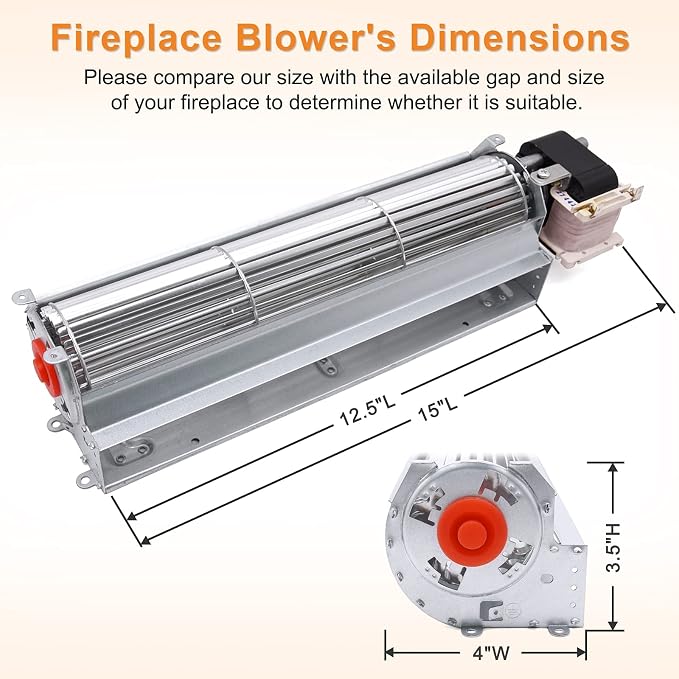 BKT BK Blower Fan Kit for Desa Tech, FMI, Vanguard, Vexar & Astria Fireplaces, GA3650 GA3700 GA3750 GA3650T GA3700T GA3750A Fireplace Blower Kit for Comfort Flame & Comfort Glow Fireplaces