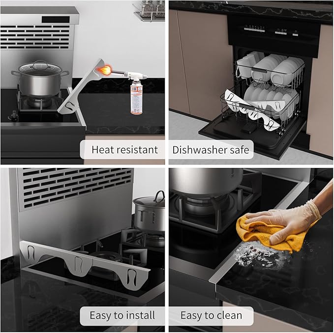 316 Stainless Steel Stove Gap Covers,2 Pack Stove Gap Filler,Range Trim Kit,Heat-Resistant Stove Gap Guard,Easy Retractable Length 13.8" to 27.5",Width 0.78",Silver