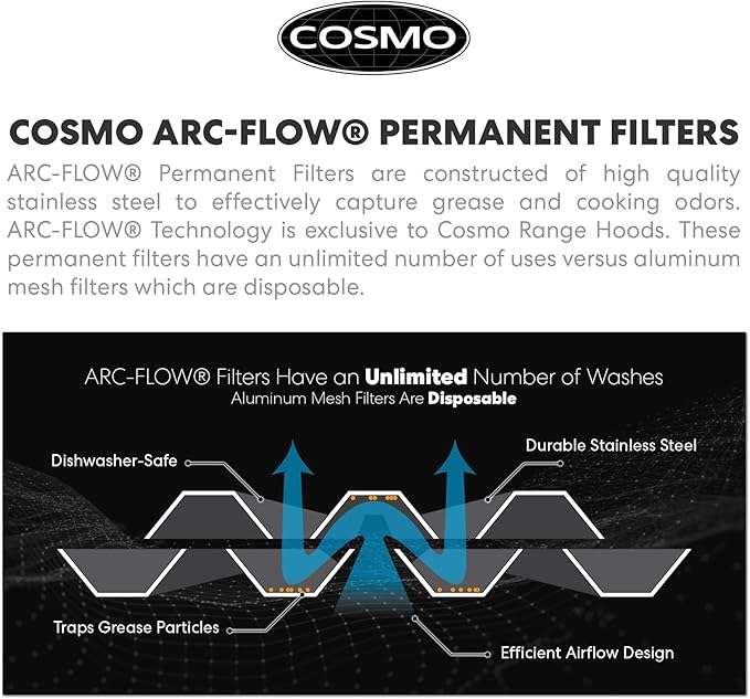 COSMO COS-668ICS750 30 in. Lumin Collection 380 CFM Ducted Island Range Hood, Soft Touch Controls, LED Lights, Stainless Steel