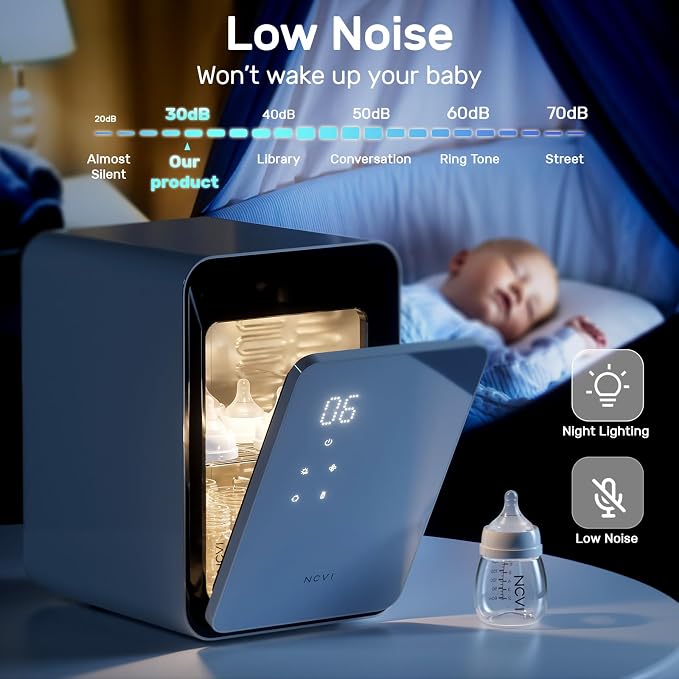NCVI 12L UV-Light Baby Bottle Dryer Pro for Infant Can Hold 12 Baby Bottles, Stainless Steel Baby UV Household Box Cabinet for Baby Pacifiers/Silicone Teether Toys/Breast Pump Parts