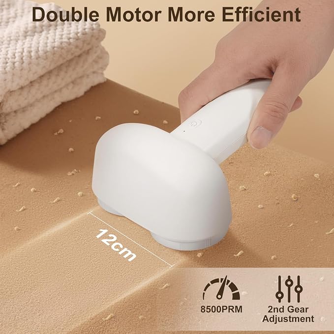 Fabric Shaver, Handzee Electric Lint Shaver, Dual Motor Sweater Shaver, Fabric Pilling Remover, Powerful 2 Gear 6-Leaf Blades, Portable Defuzzer Clothes Fuzz Remover for Sweater Furniture (White) | Equipped with 6 sharp blades, safely remove lint fuzz,...
