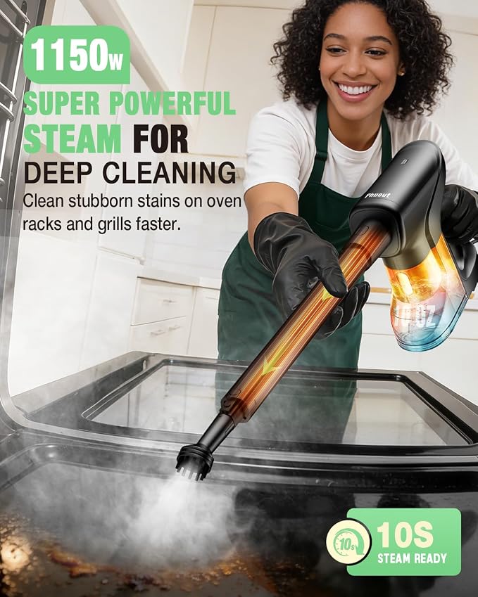 Heavy Duty Steam Mop for Floor Cleaning, 14-in-1 Lightweight Detachable Handheld Steam Cleaner with Multi-Purpose&Powerful, No-Chemical Floor Steamer for Home|Hardwood|Grout|BBQ|Window (Black)