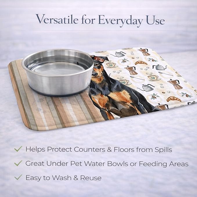 Caroline's Treasures Manchester Terrier Coffee Bar Dish Drying Mat Absorbent Dish Drying Mat Pad for Kitchen Counter Dish Drainer Mat for Countertop, 14 x 21", Multicolor