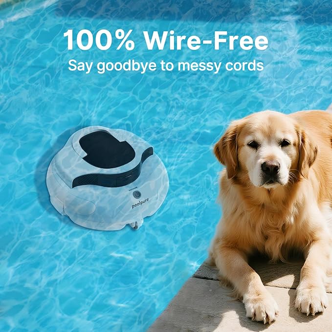 POOLPURE Pool Cleaner, Dual 35W Motors 120-Min Runtime, Multi-Layer Waterproof + Motor Ring Seal, Auto-Parking & Obstacle-Avoiding Navigation, Dual Path/Fixed Modes for Flat-Bottom & In-Ground Pools