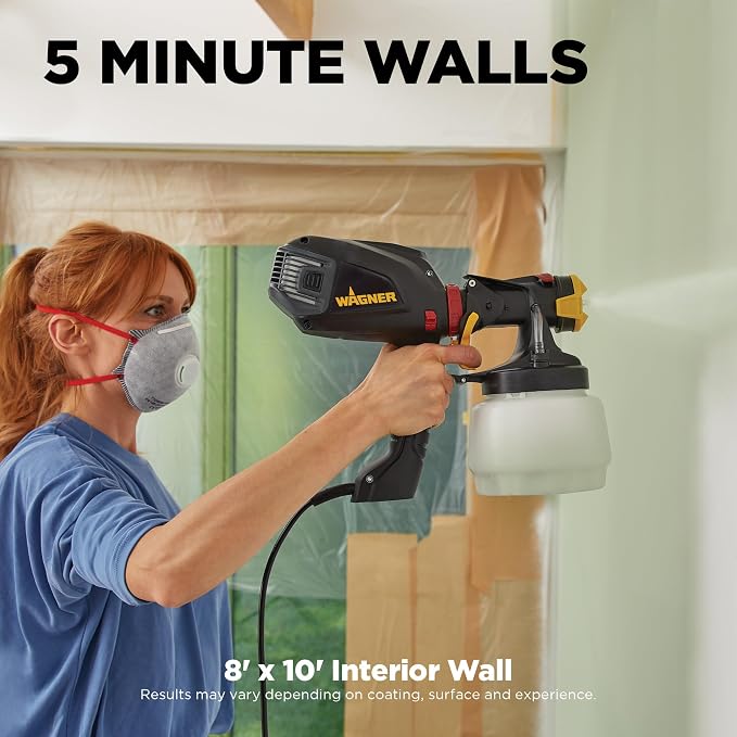 Wagner Spraytech 2419305 FLEXiO 575 Handheld HVLP Paint & Stain Sprayer, Sprays Most Unthinned Latex, Includes iSpray Nozzle, Complete Adjustability for All Needs, Lightweight Design