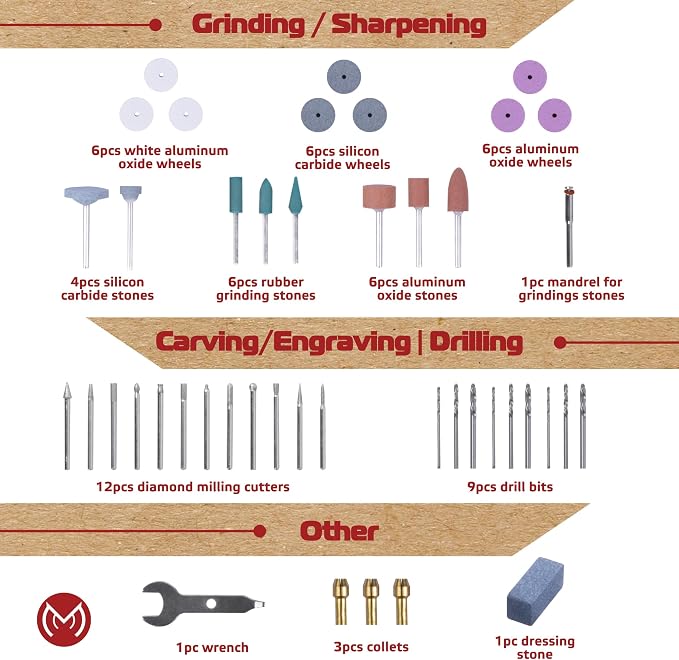 276 PCS Rotary Tool Accessories Kit, 1/8-in Shank Rotary Tool Kit, Universal Fitment for Easy Polishing, Sanding, Cutting, Drilling, Engraving, Sharpening, Grinding with Portable Storage Case