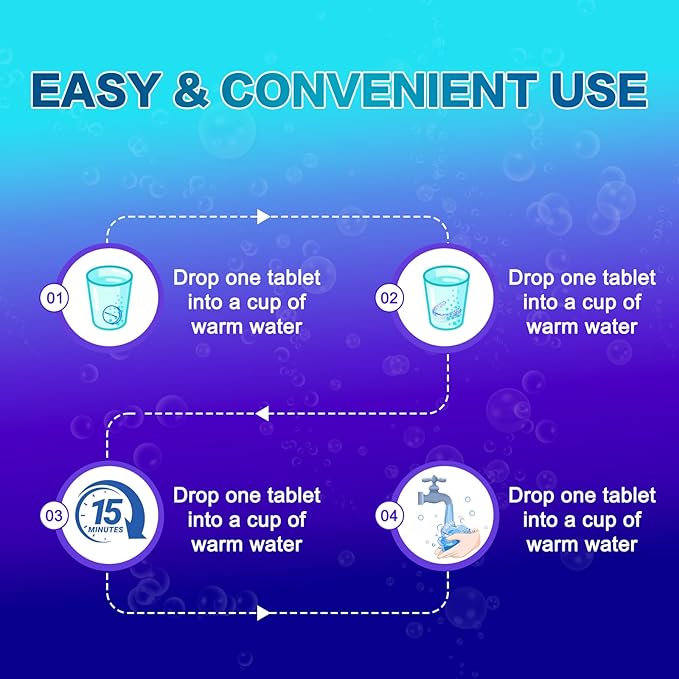Retainer Cleaner Tablets, Denture Cleaner Effervescent Tablets - 120 Count, 4 Month Supply, Remove Stains & Odors for Clear Aligners, Night Guards, Mouthguards, Non-Abrasive, Bleach-Free