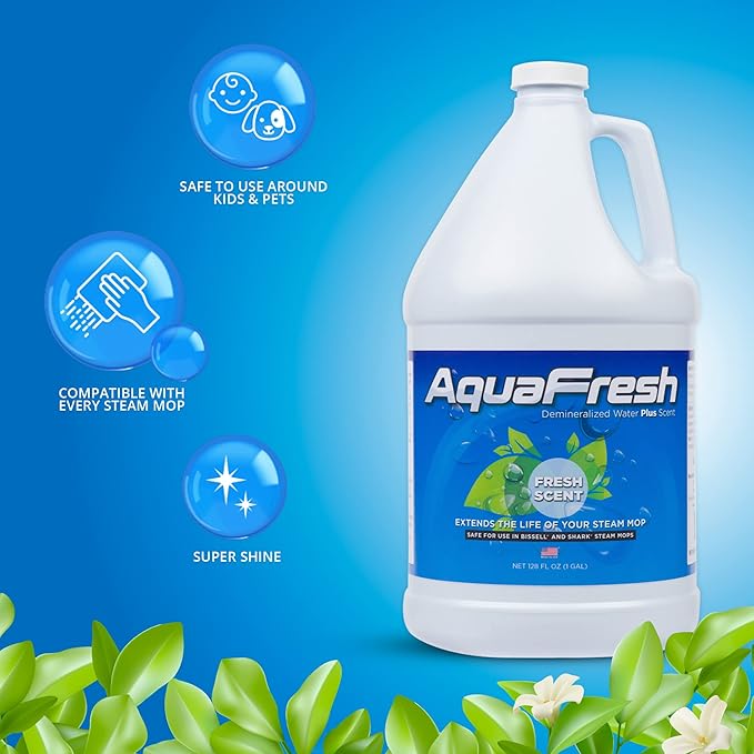 Aqua Science Demineralized Water Steam Mop Cleaning Solution - 1 GALLON Premium Floor Cleaner Solution Compatible with Any Steamer Mop - Best Value Steam Mop Solution - Fresh Scent | Made In USA