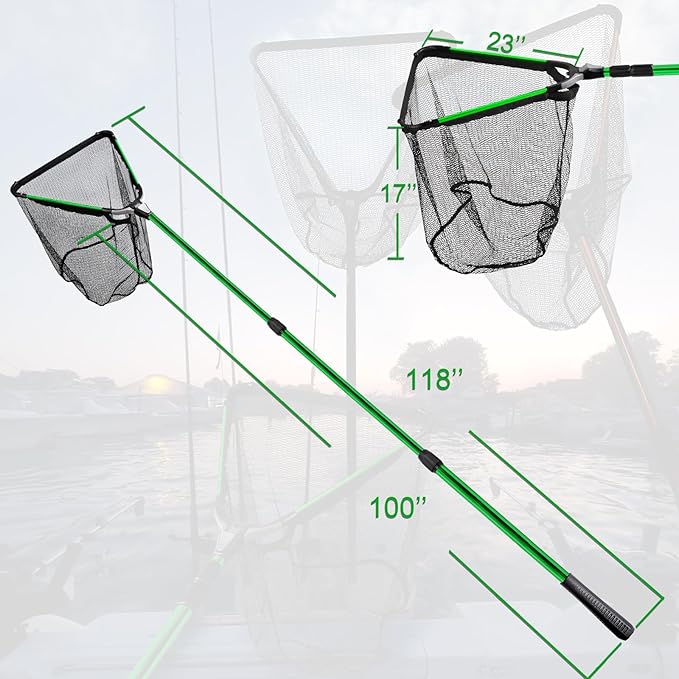 Fiblink Folding Aluminum Fishing Landing Net Fish Net with Extending Telescoping Pole Handle