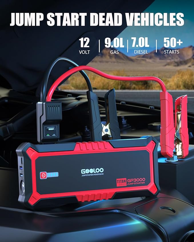 GOOLOO GP3000 Jump Starter & F1 Compressed Air Duster