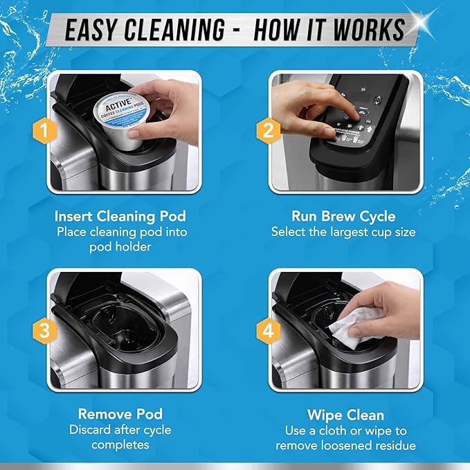 ACTIVE Keurig Compatible Cleaning Pods and Swedish Sponge Cloths - Includes 12ct K-Cup Compatible Cleaner Pods and 12pk Swedish Dishcloths