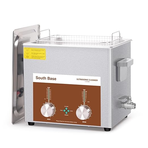 SOUTH BASE Ultrasonic Cleaner,10L 240W Stainless Steel Sonic Cleaner with Cleaning Basket,Timer&Heater,Encoded Ultrasonic Cleaning Machine for Cleaning Parts,Jewelry,Eyeglasses,Chain