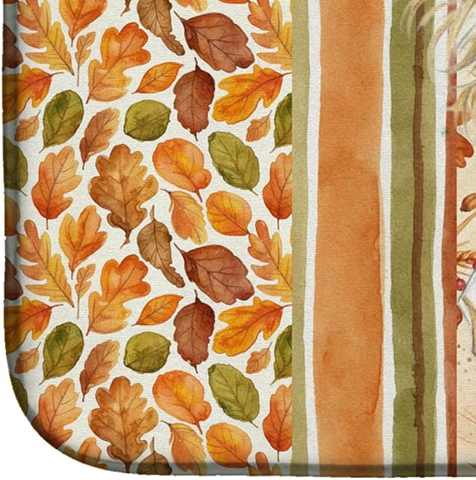Caroline's Treasures Hairless Palomino Chinese Crested Heirloom Fall Dish Drying Mat Absorbent Dish Drying Mat Pad for Kitchen Counter Dish Drainer Mat for Countertop, 14 x 21", Multicolor
