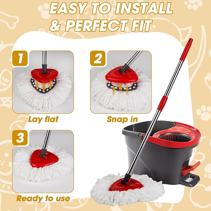10Pack Spin Mop Replacement Heads,100% Microfiber Mop Heads Replacements Compatible with Oceda Easywring 1-Tank System,360 Degree Spin Mop Replacement Head for Easy House Cleaning Floor Mopping