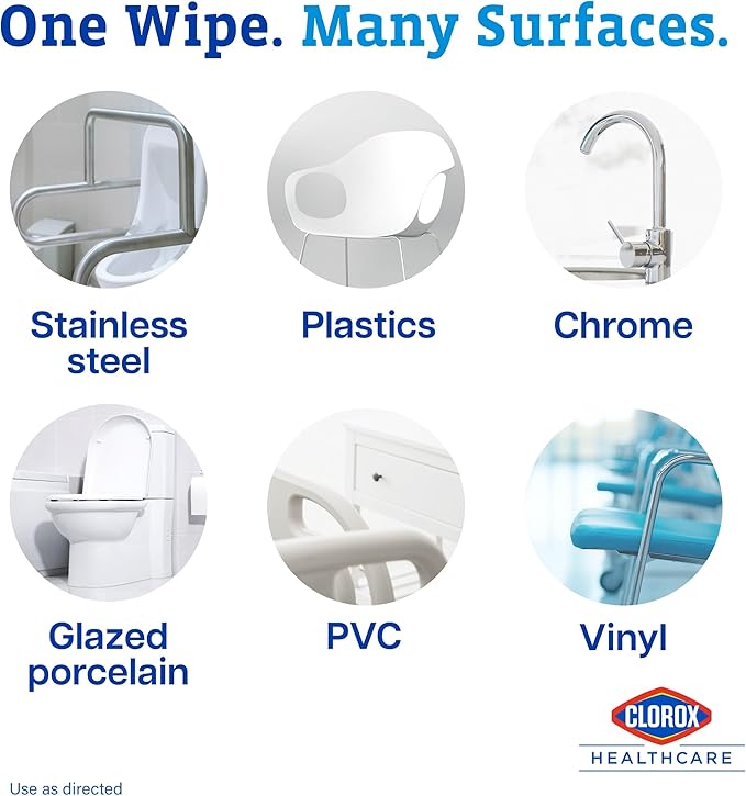 Clorox Healthcare VersaSure Cleaner Disinfectant Wipes, 6.75" x 8", 85 Count Canister, Pack of 6 (Package May Vary)