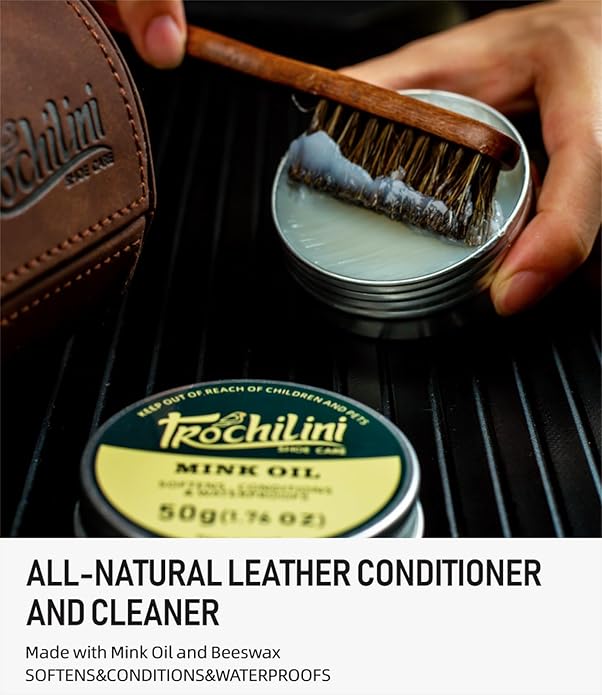 Shoe Polish Kit 13PC Shoe Shine Leather Boot Shoe Care Set Mink Oil Brushes and More for Gentle Care Cleaning