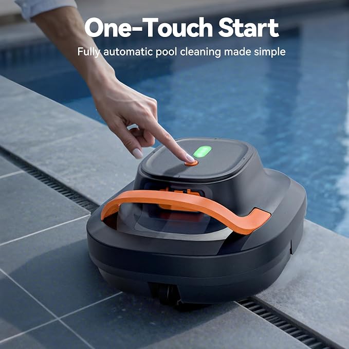 Cordless Robotic Pool Cleaner with Dual Brushless Motors, Up to 200-Min Runtime, Automatic Pool Vacuum for Above Ground Pools & Flat-Bottom Inground Pools up to 1219 Sq. Ft