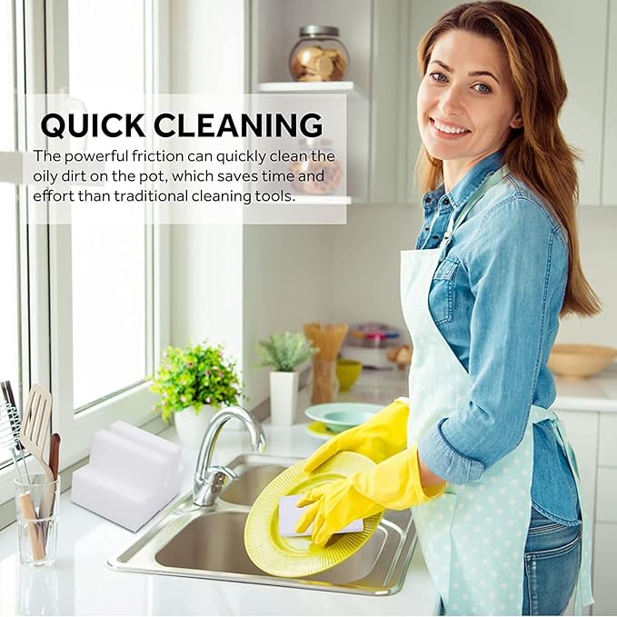 50+100Pack Magic Sponge Eraser, Melamine Sponge Foam Bulk Sponge Sheets Cleaning Pads, Multi-Functional Household Cleaning Sponges for Dish