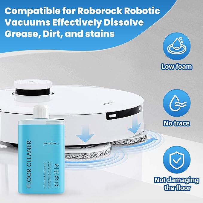 Floor Cleaning Solution, 2000 ml Original Flavor Compatible with Roborock Cleaning Solution, Residue & Streak Free, Suitable for All Robot Vacuum Cleaners and Wireless Wet Dry Dual-Use Vacuum Cleaners