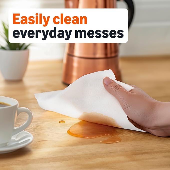 Amazon Basics 2-Ply Flex-Sheets Paper Towels, 2-Pack, 150 Sheets per Roll, 2 Basics Rolls = 6 Regular Rolls, for Everyday Use, Spills and Messes