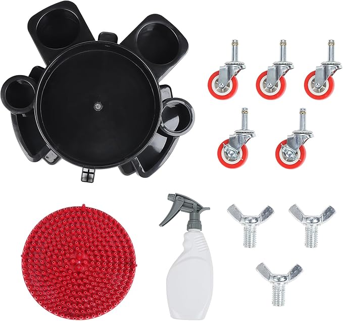 LCGP Bucket Dolly 5 Gallon Car Wash Professional Cleaning Bucket with Heavy Duty Wheeled Casters, Complimentary Strainer and Sprayer, Black